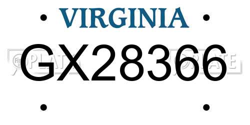 GX28366 Virginia License Plate