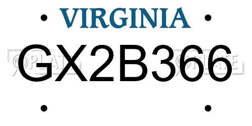 GX2B366 Virginia License Plate