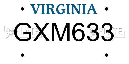 GXM633 Virginia License Plate