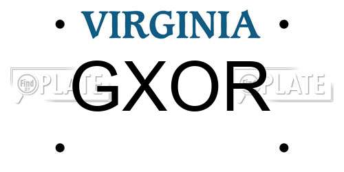 GXOR Virginia License Plate