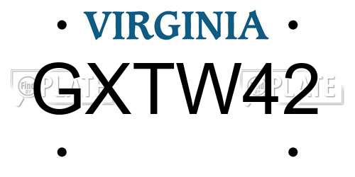 GXTW42 Virginia License Plate