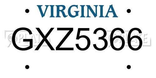 GXZ5366 Virginia License Plate
