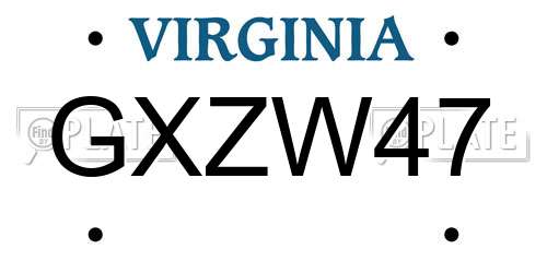 GXZW47 Virginia License Plate