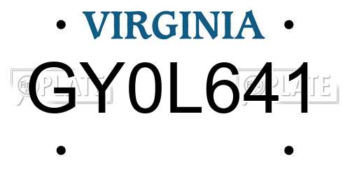 GY0L641 Virginia License Plate