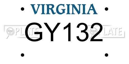 GY132 Virginia License Plate