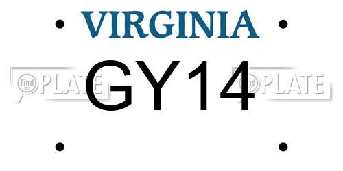 GY14 Virginia License Plate