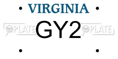GY2 Virginia License Plate