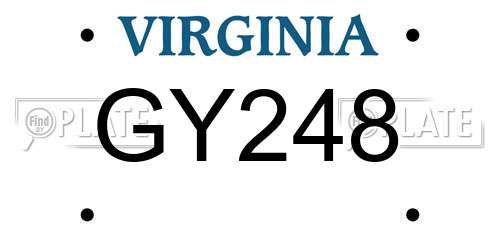 GY248 Virginia License Plate