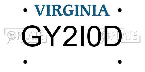 GY2I0D Virginia License Plate