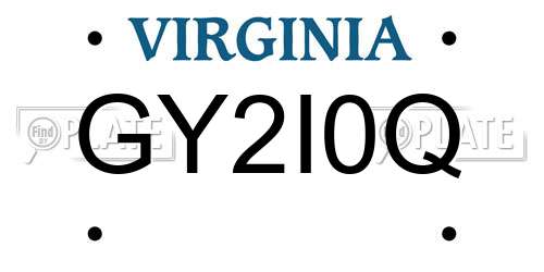 GY2I0Q Virginia License Plate
