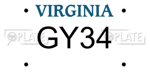 GY34 Virginia License Plate