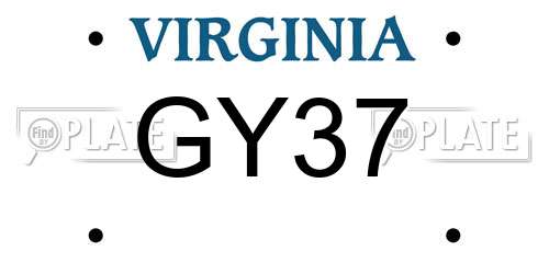 GY37 Virginia License Plate
