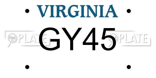 GY45 Virginia License Plate