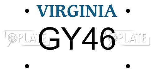GY46 Virginia License Plate