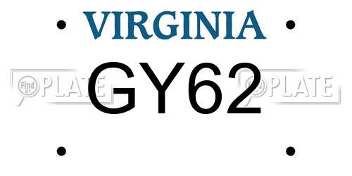 GY62 Virginia License Plate