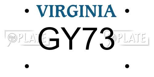 GY73 Virginia License Plate