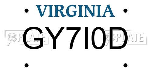 GY7I0D Virginia License Plate