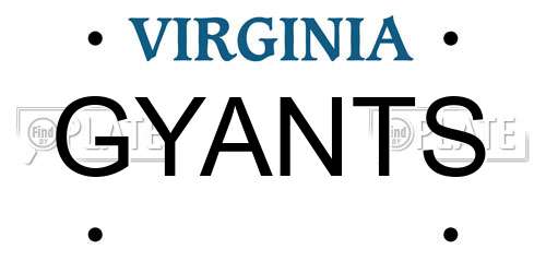 GYANTS Virginia License Plate