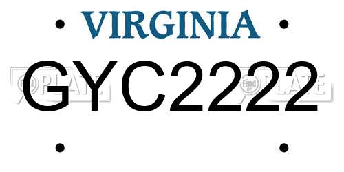 GYC2222 Virginia License Plate