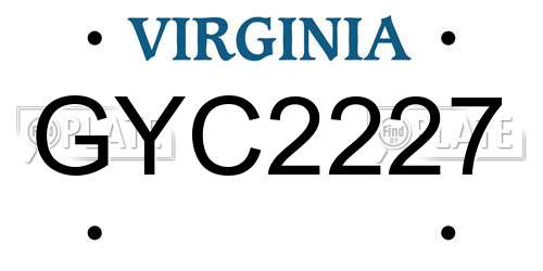 GYC2227 Virginia License Plate