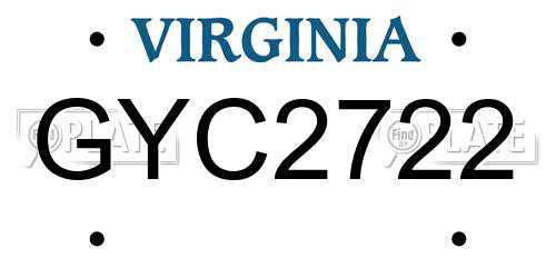 GYC2722 Virginia License Plate