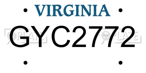 GYC2772 Virginia License Plate
