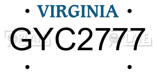 GYC2777 Virginia License Plate