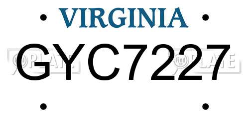 GYC7227 Virginia License Plate