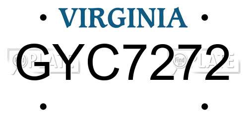 GYC7272 Virginia License Plate
