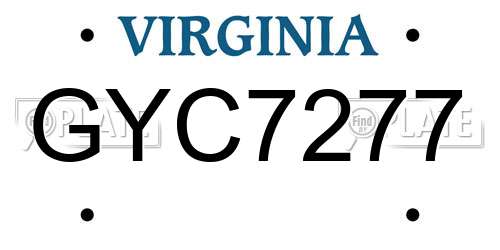 GYC7277 Virginia License Plate