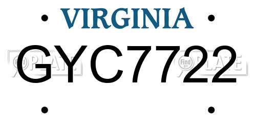GYC7722 Virginia License Plate