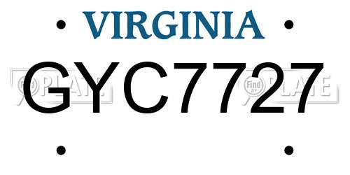 GYC7727 Virginia License Plate