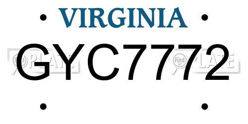 GYC7772 Virginia License Plate