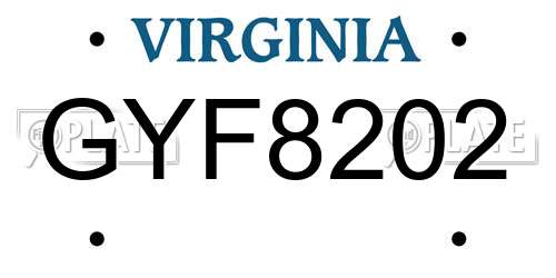GYF8202 Virginia License Plate