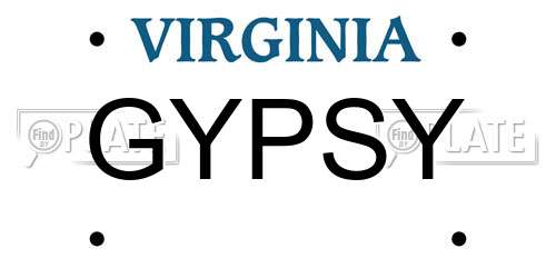 GYPSY Virginia License Plate