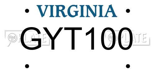 GYT100 Virginia License Plate