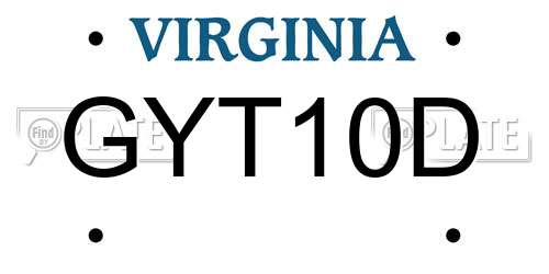 GYT10D Virginia License Plate