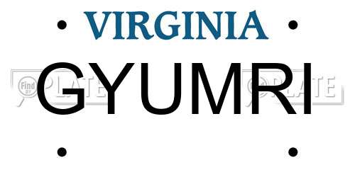 GYUMRI Virginia License Plate