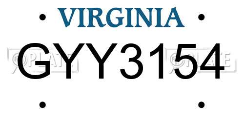 GYY3154 Virginia License Plate