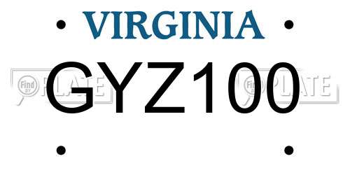 GYZ100 Virginia License Plate