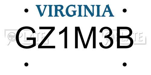 GZ1M3B Virginia License Plate