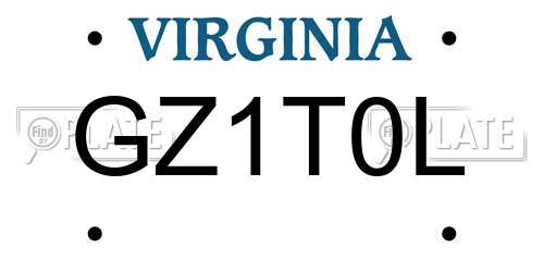 GZ1T0L Virginia License Plate