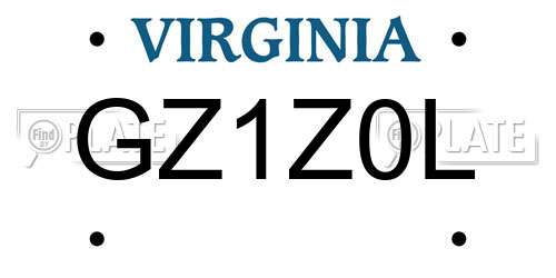 GZ1Z0L Virginia License Plate