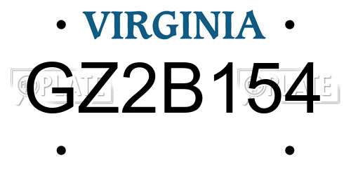 GZ2B154 Virginia License Plate