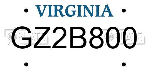 GZ2B800 Virginia License Plate