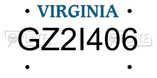 GZ2I406 Virginia License Plate