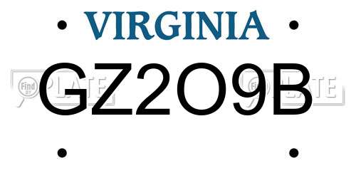 GZ2O9B Virginia License Plate