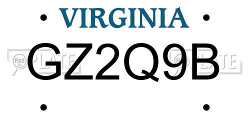 GZ2Q9B Virginia License Plate