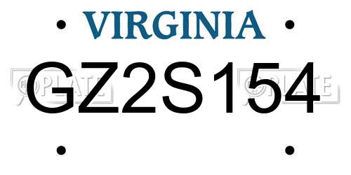 GZ2S154 Virginia License Plate
