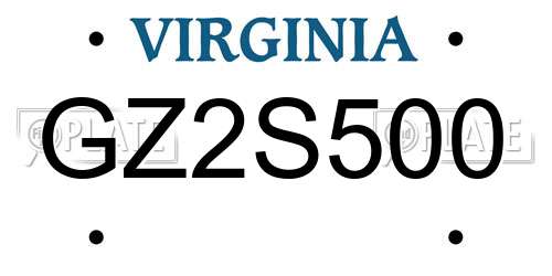 GZ2S500 Virginia License Plate